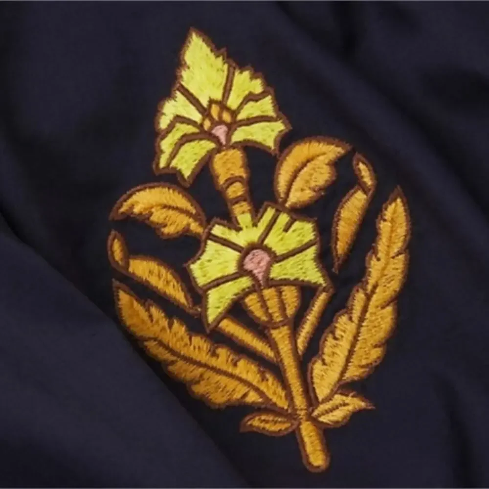 Tory Burch Embroidered Cotton Caftan‎ Size Small Navy Blue NEW Without Tag